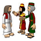 animated gif imagen de Jesus diciendole a various discipulos que deben perdonar
